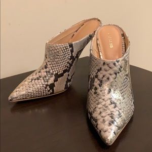 Express faux croc heels